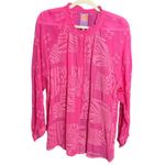 Johnny Was  Women's Magenta Molli Button-Up Animal Print Sheer Blouse. Size XXL Photo 2