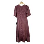 Lulus  Mauve Satin Flutter Sleeve Wrap Midi Dress Photo 3