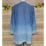 Chico's 1 Blue Ombre Open Front Chambray Shacket Jacket Size M 8 Pockets Photo 9