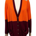 JCPenney Orange and Burgundy Colorblock Cardigan Size 1X Photo 0