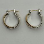 Two Tone Hoop Earrings Gold Silver‎ Twisted Design Women's Jewelry Heavy Photo 5