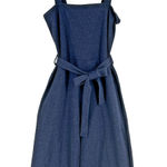 Venus Culotte Jumpsuit Womens L Blue Ribbed Tie Waist Cropped Wide Leg One Piece Photo 0