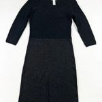 Carmen Marc Valvo  Black Silver Glitter Sparkle Sweater Knit Midi Dress M Photo 0