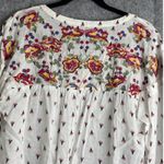 Skies Are Blue NWT Embroidered Peasant Blouse Tassel Tie Neck White XXL Photo 3