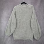 easel  Fuzzy Sweater Gray Shaggy Knit Pullover Cozy Grunge Y2K Softcore M Medium Photo 1