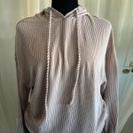 Cozy Ribbed Hoodie in Light Beige Tan Size L Photo 0