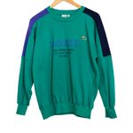 Lacoste  Chemise Colorblock Crewneck Sweatshirt Green Purple Logo Embroidery 4 Photo 0