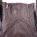 Reiss  Leiya Lamb Leather Moto Jacket In Berry Brownish Red Size 4 Photo 11