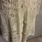 BKE Boutique boho Crochet Lace Trim Ruffle Hem 3/4 Sleeve Cardigan Sweater S Tan Photo 1