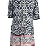 Eliza J Three Qtr Sleeve Print Sheath Dress Size 8 Navy Pink Photo 2