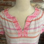 Vineyard Vines  White With Pink Stripe Short Sleeve Embroidered Shirt Size XS Photo 2