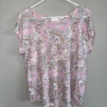 Cynthia Rowley  Womens Pink Bird Botanical 100% Linen Shirt Size XL Photo 7