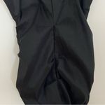 Betsy and Adam  Black Knee Length Cocktail Dress Rouching and Zipper Flower Detail Photo 7