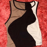 SheIn Black, White, and Tan Colorblock Crop Top Photo 0