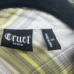 Cruel Denim 3/4 Button Women's Plaid Long Sleeve Shirt Size Small Side Pockets Green Photo 1