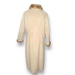 Vintage 90s Longline Cream Vegan Suede Coat Faux Fur Trim Jones New York Large Tan Photo 7