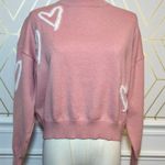 PINCH Pink Sweater with White Hearts Crewneck NEW Size M Photo 1