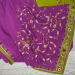 Handmade Beaded & sequin saree and cropped shirt Bollywood festival boho outfit sm purple Photo 4