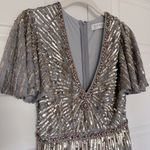 Mac Duggal Mac‎ Duggal Embellished V Neck Butterfly Sleeve Column Gown Platinum- NWT Photo 4