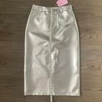 Avec Les Filles High Waist Faux Leather Midi Skirt - Size M - Silver - NWT Photo 7