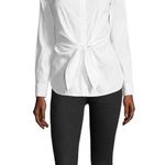 Bailey 44 Button Down Tie Front White Shirt Small Old Money Quiet Luxury Elegant Photo 2