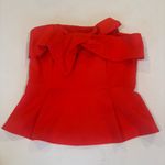 Adelyn Rae NWT ANTHROPOLOGIE Bright Red Peplum Corseted Strapless Top Sz Medium Photo 2