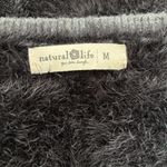 Natural Life Sweater Top Womens Medium Black Fuzzy Faux Fur Short Sleeve Cozy M Photo 7