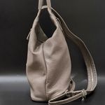 VALENTINA Genuine Italian Pebbled Leather Taupe Sling Backpack Shoulder Bag Gray Photo 1