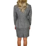 1990s Stephanie Andrews Vintage Black Herringbone Skirt Suit Set Small Formal 2P Size 2 Photo 2