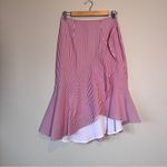 WAYF  Pink White Plaid Ruffled High Low Skirt Womens S Faux Wrap Coquette Mini Photo 11