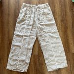 Tahari 100% Linen Wide Leg Pants Beige Drawstring Elastic Waist Womens XL Boho Photo 0