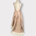 Carmen Marc Valvo Infusion Mikado High Lo Halter Dress Champagne White 6 NWT Photo 4