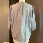 Lovestitch  Chambray Embroidered Floral Pintuck  Women's Blue Button-Up Top Photo 2