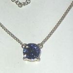 Dana Buchman  Silver Tone Blue CZ Rhinestone Dainty Pendant Necklace Photo 0