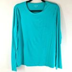 Lands' End Swim Top Rash Guard Long Sleeve Crew Neck Light Aqua Blue 0X 14W Photo 0