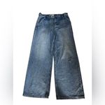 GRLFRND x Maggie MacDonald Leigh Mid Rise Trousers in Legacy Park Blue size 29 Photo 1