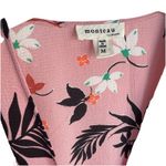Monteau Women’s Floral Pink Ruffle Sleeve Wrap Tie Front Peplum Style Shirt Size Medium Photo 2