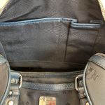 MCM Navy Leather and Black Canvas Boston Handbag w/ Silver Hardware - Preloved Photo 8