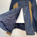 Coldwater Creek 3X Denim Jacket Blue Gold Paisley Faux Leather Trim Western Boho Photo 1