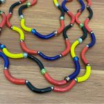 Vintage Curve Tube Glass Multi Strand Colorful Glass Bead 22” Beaded Necklace Photo 8
