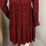 ZARA  Dress Animal Print Ruffle Red‎ Black Leopard Mini Long Sleeves Mini Medium Photo 12