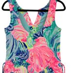 Lilly Pulitzer Donna Beach Please Romper Sleeveless Printed Pink Blue Size 0 Photo 10