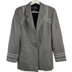 Escada Sz 36 US 6 Blazer Jacket Margaretha Ley Wool Silk Black Check One Button Photo 0