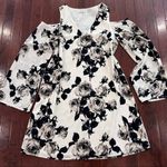Sugar Lips Beautiful black and white roses cold shoulder long sleeve dress size medium Photo 2
