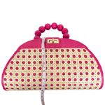Soli & Sun The Isabella Pink Rattan Woven Top Handle Handbag Photo 14