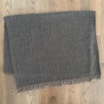 Anne Klein Vintage Herringbone Wool Blend Fringed Scarf in Grey and Cream/Taupe Photo 5