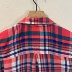 SO  Perfect Shirt Pink & Blue Plaid Soft Rayon‎ Relaxed Fit Button Front Size M Photo 7