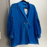 ZARA NWT  Royal Blue Long Sleeve Button Down Shirt Photo 3