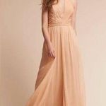 BHLDN Anthropologie Aurelie 100% Silk Peach Pleated Maxi Dress Size 4 Photo 0