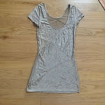 Free People size small Shimmering gold Bodycon Mini Dress Short Sleeve Photo 3
